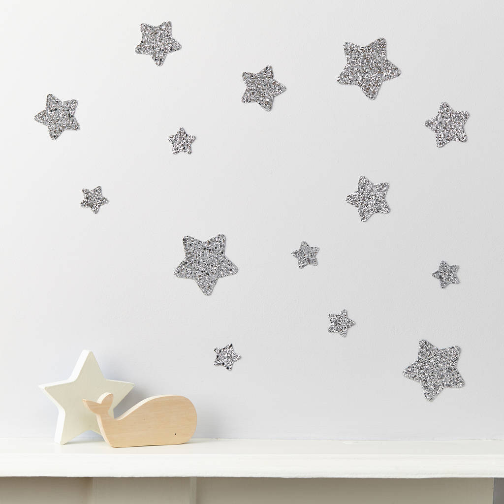 glitter star wall stickers by little cloud