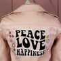 Light Pink Cropped Bride Jacket Peace Love Happiness, thumbnail 2 of 8