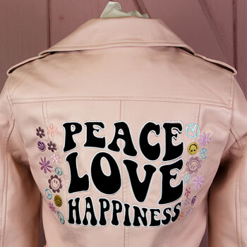Light Pink Cropped Bride Jacket Peace Love Happiness, 2 of 8