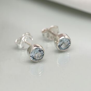 Sterling Silver Sky Blue Topaz Stud Earrings, 2 of 10