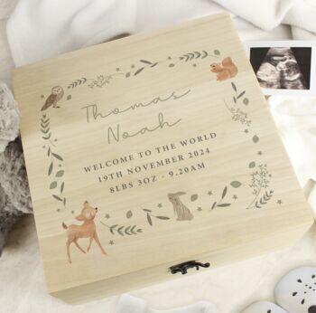 Personalised Woodland Animal Large Wooden Keepsake Box, 2 of 4