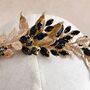 Black Crystal And Gold Leaf Bridal Crown, thumbnail 3 of 7