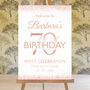 70th Birthday Rose Gold Welcome Sign, thumbnail 5 of 6