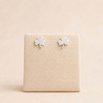 Sterling Silver Shamrock Stud Earrings, 3 of 6