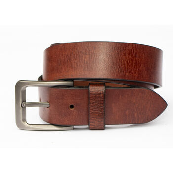 Thick Tan Distressed Finish Men's Leather Belt, 5 of 8