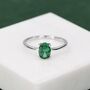 Sterling Silver One Carat Emerald Green Cz Oval Cut Ring, thumbnail 1 of 12
