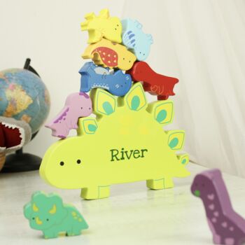 Personalised Wooden Dinosaur Stacker Toy, 2 of 6