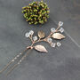 Rose Gold Plated Leaves And Crystal Hair Pin, thumbnail 2 of 3
