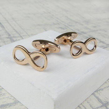 Rose Gold Colour Infinity Cufflinks, 2 of 5