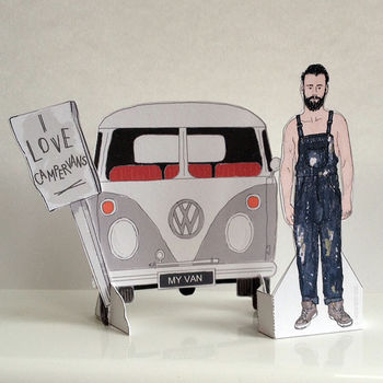 Campervan Birthday Card And Badge, 2 of 4
