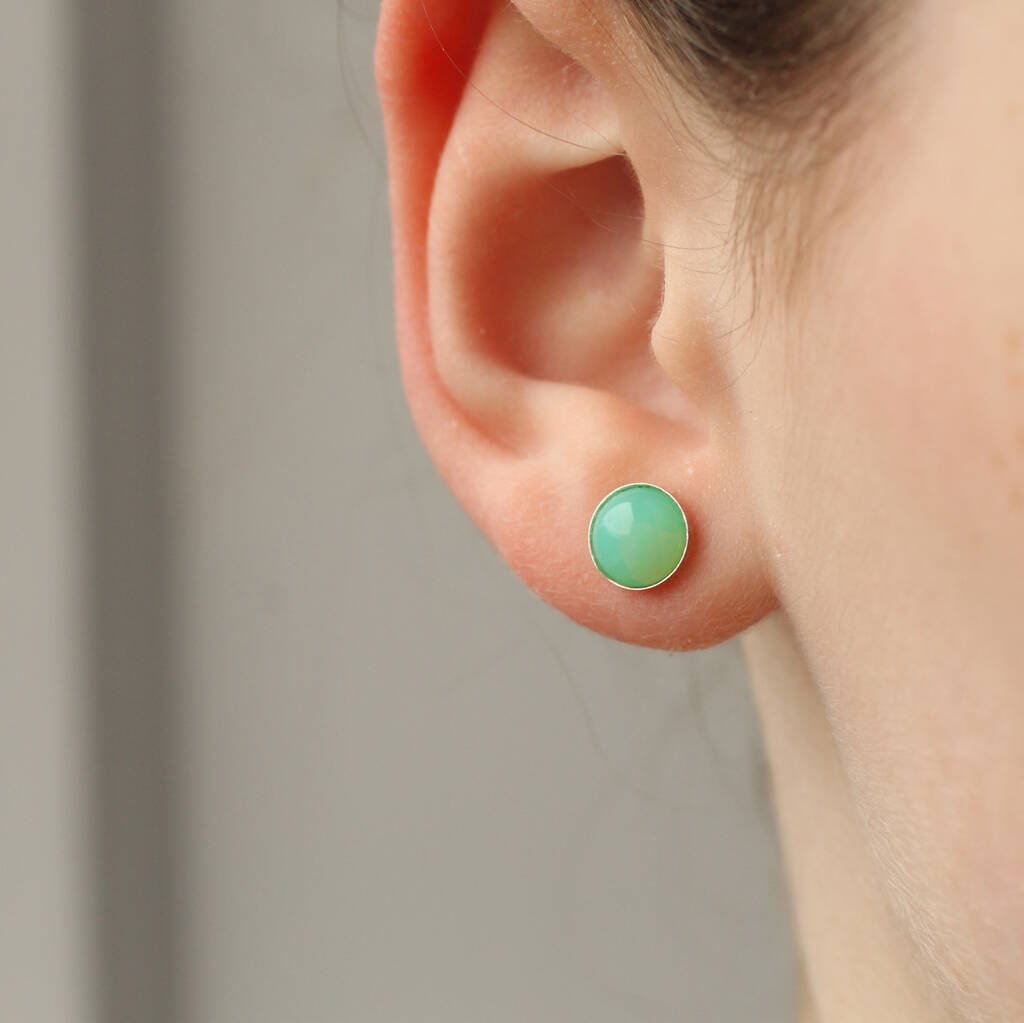 9ct Gold Green Opal Earrings  Lavan Designer Jewellery