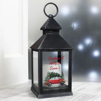 Personalised 'Driving Home For Christmas' Black Lantern – Christmas Ornament, 6 of 7
