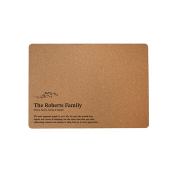Set Of Six 'Personalised Family' Cork Placemats, 3 of 3