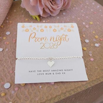 Sterling Silver Prom Night 2026 Heart Stretch Bracelet, 4 of 7