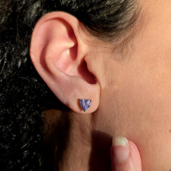 Alexandrite Heart Silver Stud Gemstone Earrings, 2 of 3