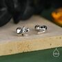 Mismatched Dinosaur Fossil Screw Back Earrings In Sterling Silver, thumbnail 1 of 11