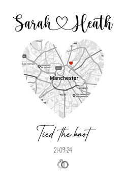 Customised Wedding Map Print | Wedding Present, 4 of 6