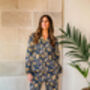 Indian Cotton Midnight Marigold Print Pyjama Set, thumbnail 1 of 4