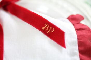 Narrow Velvet Bow – Embroidered With Initials Place Setting Bow, 5 of 9