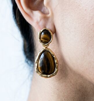 Nekomeishi Tigers Eye Oversized Earrings, 4 of 4