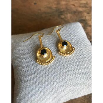 Egon Gold Plated Onyx Earrings, 3 of 5