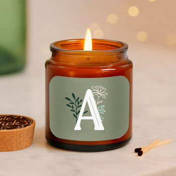 Alphabet Initial Candle • A Z • Scented Brown Glass Jar Candle, 2 of 9