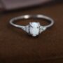 White Opal And Cz Oval Ring In Sterling Silver, thumbnail 1 of 12