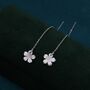 Sterling Silver Cherry Blossom Mother Of Pearl Threader Earrings, thumbnail 1 of 8