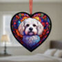 Bichon Frise Stained Glass Effect Heart Suncatcher, thumbnail 4 of 6