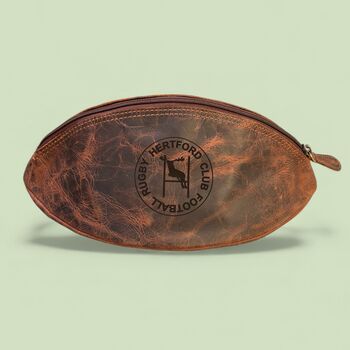 Personalised Leather Rugby Ball Wash Bag, 5 of 12
