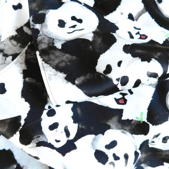 Embarrassment Of Pandas Print Silk Satin Amelia Aviator Scarf, 3 of 5