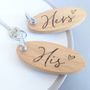 Personalised His And Hers Wooden Keyrings, thumbnail 2 of 4