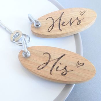 Personalised His And Hers Wooden Keyrings, 2 of 4
