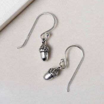 Sterling Silver Acorn Earrings, 4 of 6