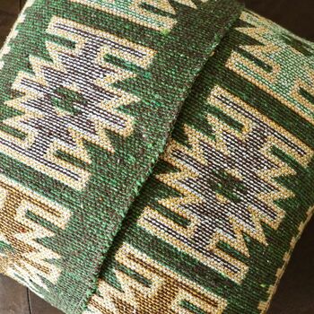 Turkish Kilim Green Diamond Cushion, 6 of 11