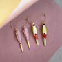 Handmade Pink / White Wooden Parrot Hoop Earrings, thumbnail 4 of 6