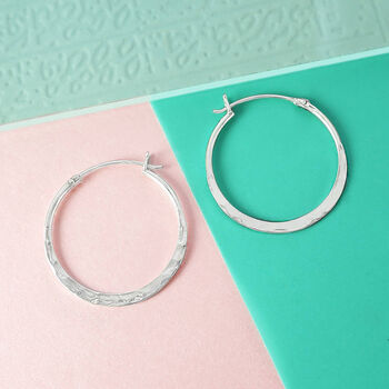 Small Battered Rose Gold Plated Silver Hoop Earrings, 4 of 7