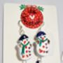 Jingle Bell Snowman Festive Painted Earrings With Stand, thumbnail 6 of 7