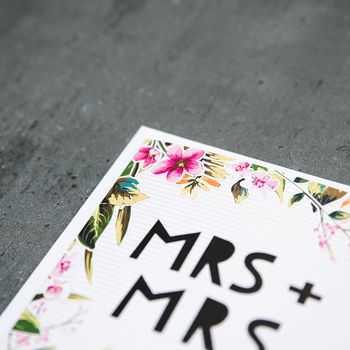 'Mrs + Mrs' Lesbian Wedding Card, 3 of 3