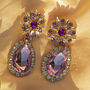 Oversized Flower Jewel Dangle Earrings In Lilac, thumbnail 2 of 2