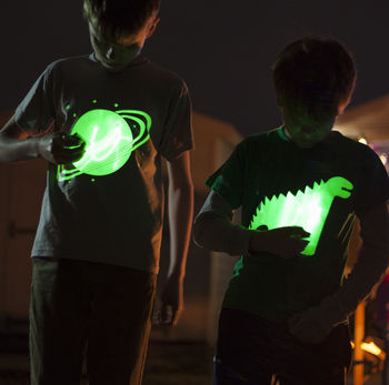 Dinosaur Glow In The Dark Interactive Kids T Shirt, 4 of 9