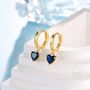 Sapphire Blue Heart Cz Huggie Hoop In Sterling Silver, thumbnail 4 of 11