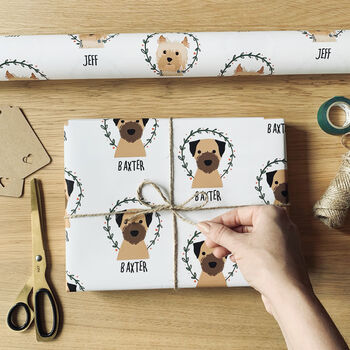 Personalised Botanical Christmas Dog Wrapping Paper, 2 of 11