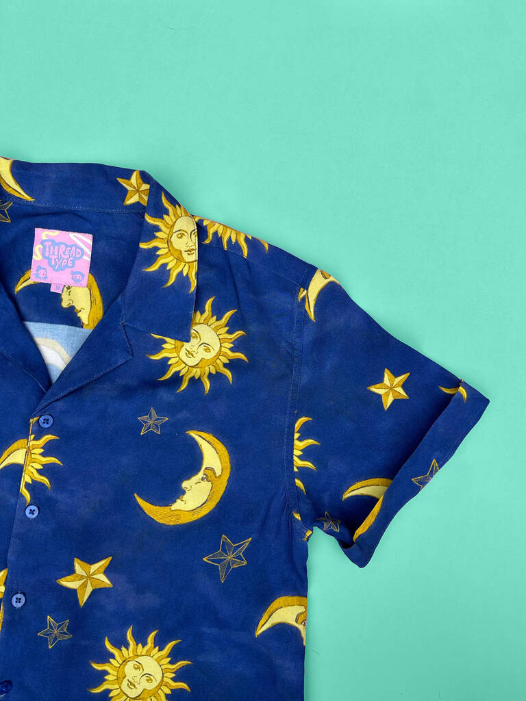 90s Sun And Moon Pattern Button Up Shirt, 1 of 7