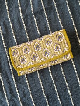 Quilted Block Print Toiletry Roll Up Pouch: Travel Kit, 5 of 12