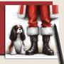 Tri Coloured Cavalier King Charles Spaniel Dog Christmas Card. With Father Christmas, thumbnail 1 of 2