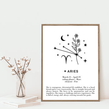 She Is Aries Personalised Zodiac Print, 4 of 4