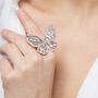 Silver Colour Crystal Encrusted 3D Butterfly Ring, thumbnail 3 of 3