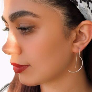 Half Hoop Rose Gold Plated Threader Earrings, 3 of 6