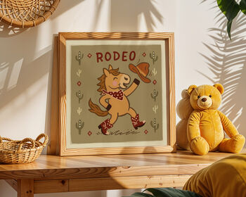 Rodeo Horse Print, Cowboy Horse, Western Nursery Print Green, 7 of 12